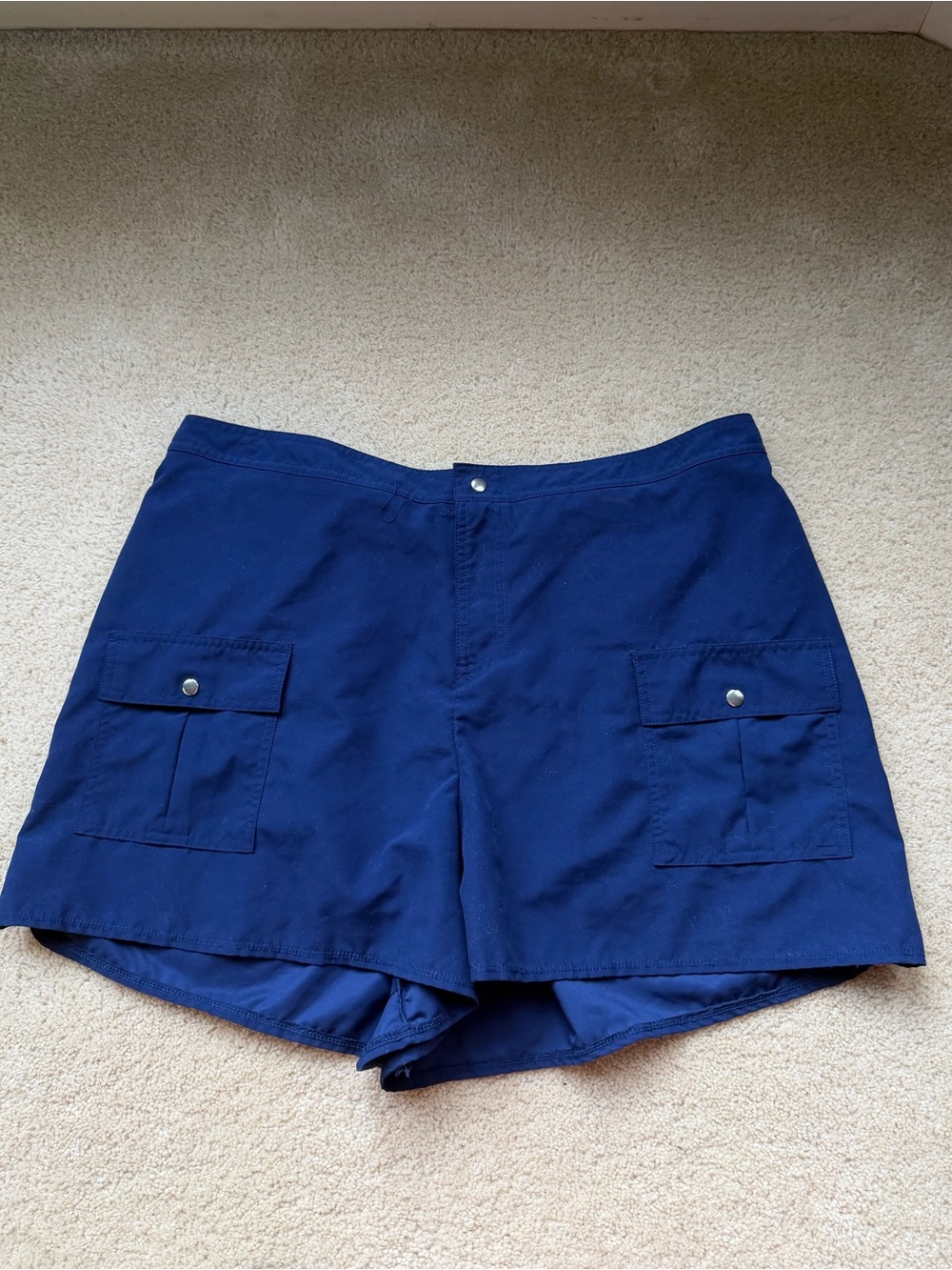 Kim Rogers Navy Blue Swim Shorts w/ Brief Lining - Size 20W - VGUC - Polyester